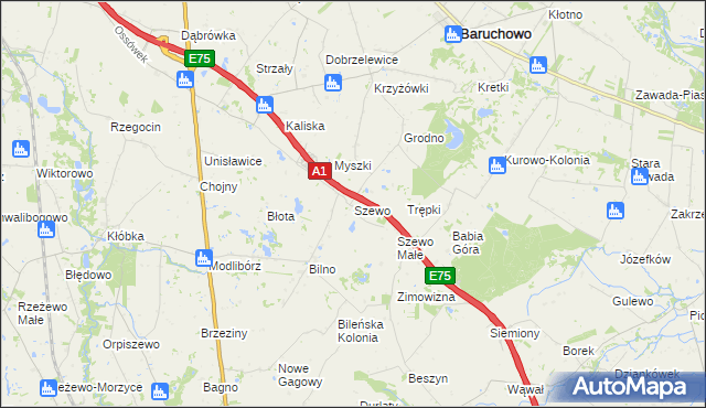 mapa Szewo, Szewo na mapie Targeo