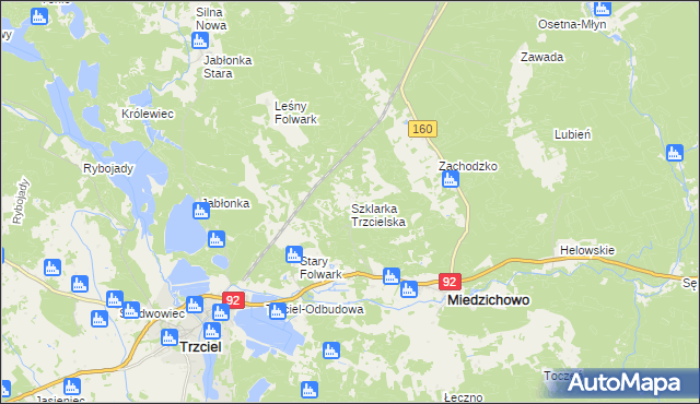 mapa Szklarka Trzcielska, Szklarka Trzcielska na mapie Targeo