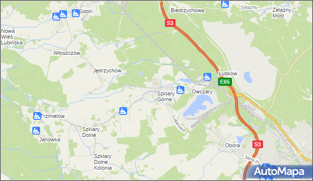 mapa Szklary Górne, Szklary Górne na mapie Targeo