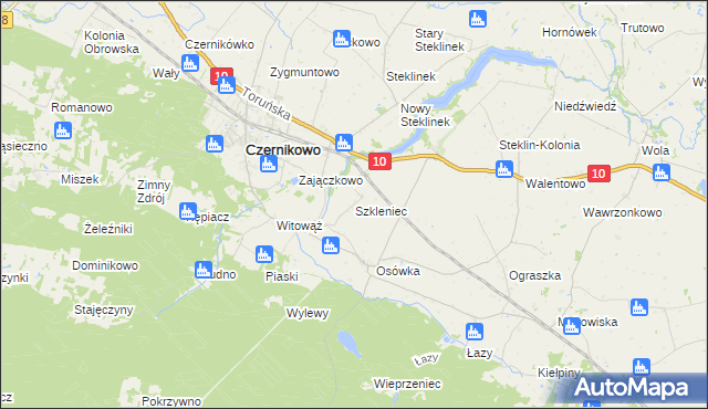 mapa Szkleniec gmina Czernikowo, Szkleniec gmina Czernikowo na mapie Targeo