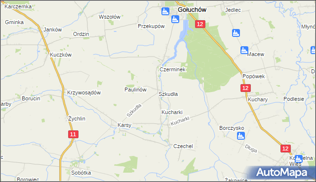 mapa Szkudła, Szkudła na mapie Targeo