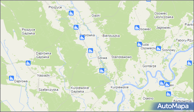 mapa Szkwa, Szkwa na mapie Targeo