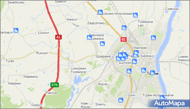 mapa Szpęgawa, Szpęgawa na mapie Targeo