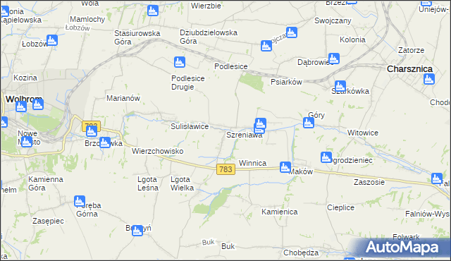 mapa Szreniawa gmina Gołcza, Szreniawa gmina Gołcza na mapie Targeo