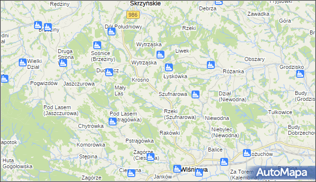 mapa Szufnarowa, Szufnarowa na mapie Targeo