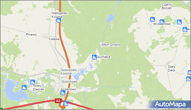 mapa Szumiąca gmina Międzyrzecz, Szumiąca gmina Międzyrzecz na mapie Targeo