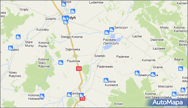 mapa Szwejki gmina Sterdyń, Szwejki gmina Sterdyń na mapie Targeo
