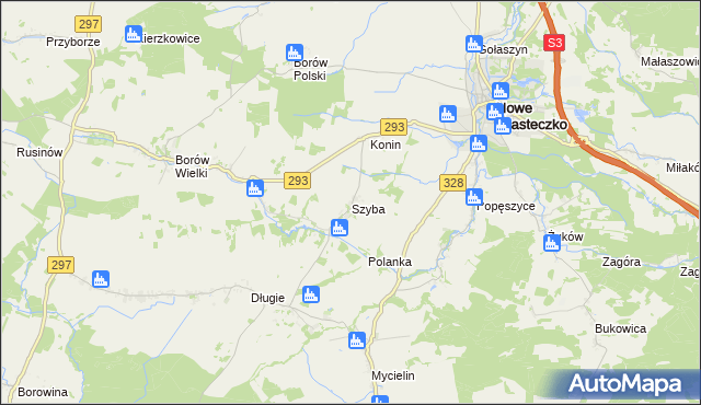 mapa Szyba gmina Nowe Miasteczko, Szyba gmina Nowe Miasteczko na mapie Targeo