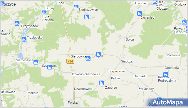 mapa Szyce gmina Pilica, Szyce gmina Pilica na mapie Targeo