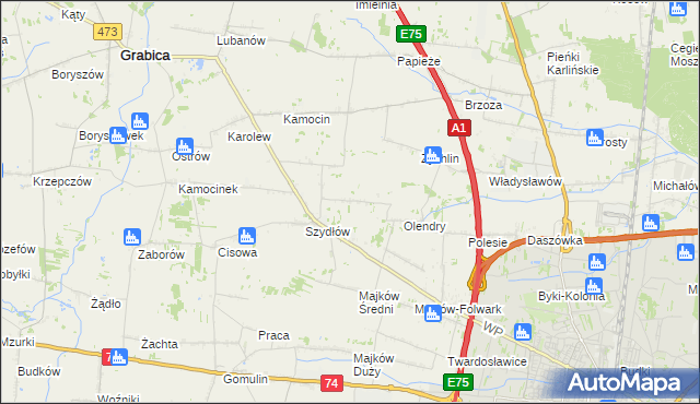 mapa Szydłów-Kolonia, Szydłów-Kolonia na mapie Targeo