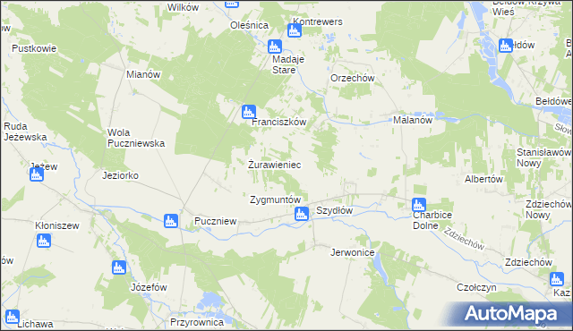 mapa Szydłówek gmina Lutomiersk, Szydłówek gmina Lutomiersk na mapie Targeo