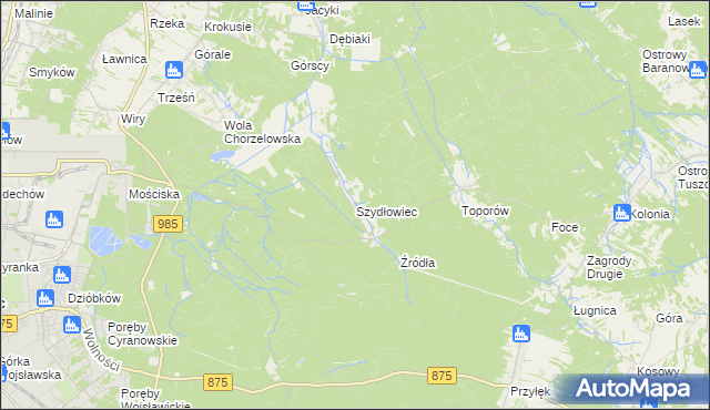 mapa Szydłowiec gmina Mielec, Szydłowiec gmina Mielec na mapie Targeo