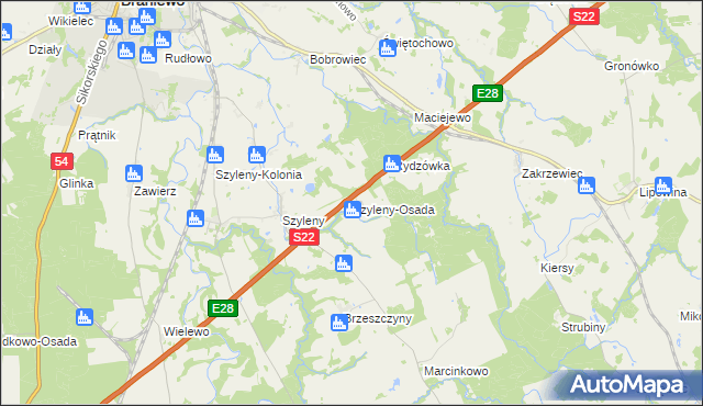 mapa Szyleny-Osada, Szyleny-Osada na mapie Targeo