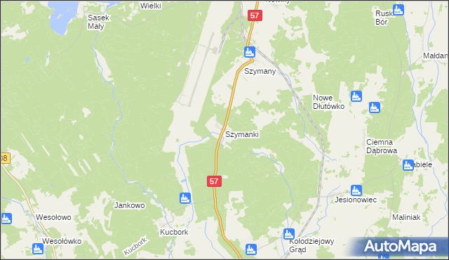 mapa Szymanki, Szymanki na mapie Targeo