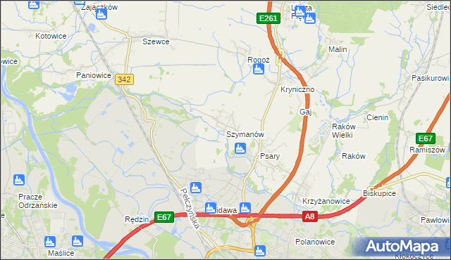mapa Szymanów gmina Wisznia Mała, Szymanów gmina Wisznia Mała na mapie Targeo
