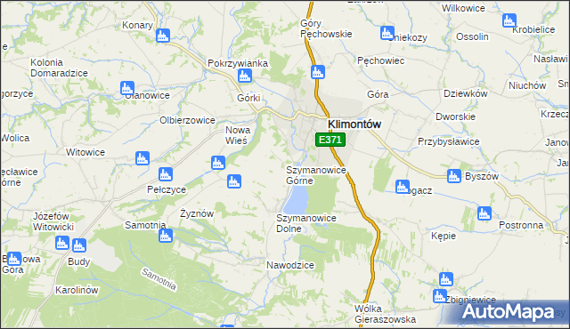 mapa Szymanowice Górne, Szymanowice Górne na mapie Targeo