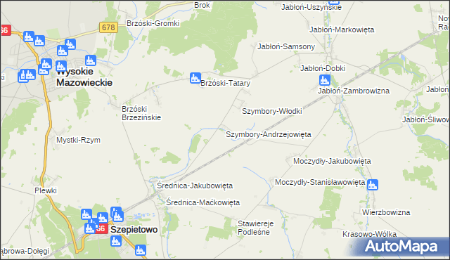 mapa Szymbory-Andrzejowięta, Szymbory-Andrzejowięta na mapie Targeo