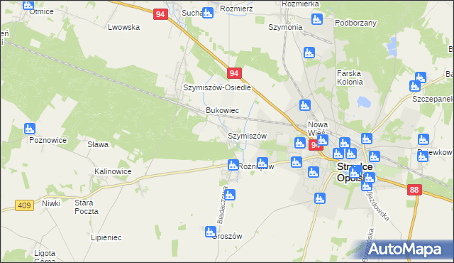 mapa Szymiszów, Szymiszów na mapie Targeo