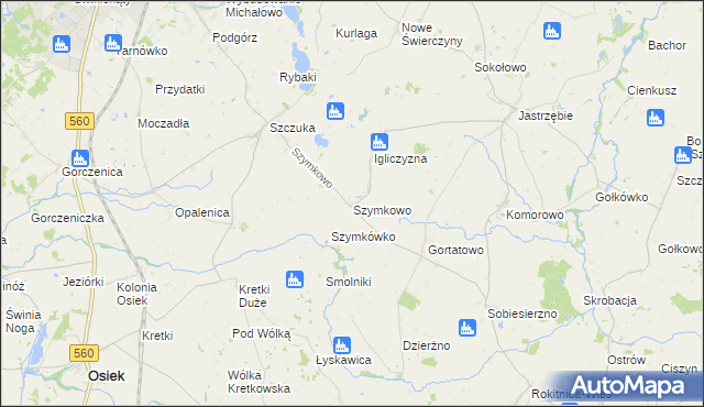 mapa Szymkowo, Szymkowo na mapie Targeo