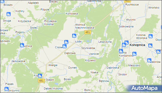 mapa Szynkielów, Szynkielów na mapie Targeo