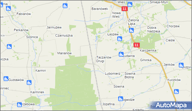 mapa Taczanów Drugi, Taczanów Drugi na mapie Targeo