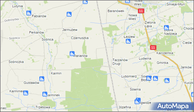 mapa Taczanów Pierwszy, Taczanów Pierwszy na mapie Targeo