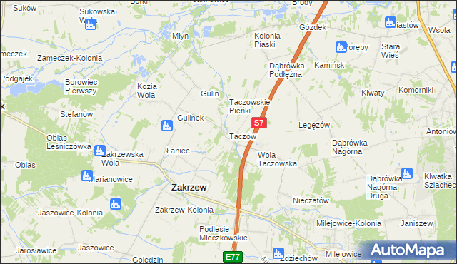 mapa Taczów, Taczów na mapie Targeo