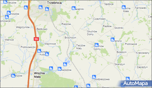 mapa Taczów Mały, Taczów Mały na mapie Targeo