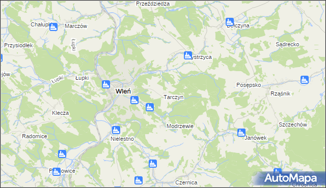 mapa Tarczyn gmina Wleń, Tarczyn gmina Wleń na mapie Targeo