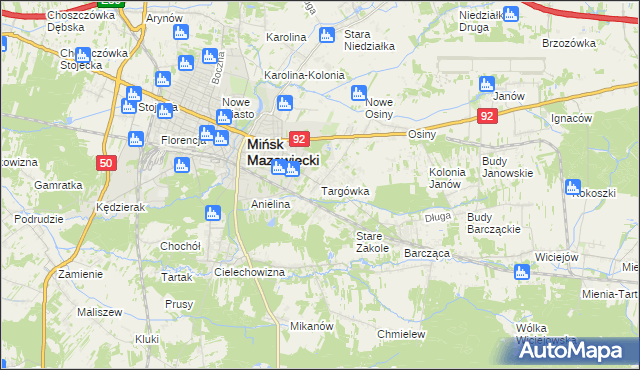 mapa Targówka gmina Mińsk Mazowiecki, Targówka gmina Mińsk Mazowiecki na mapie Targeo