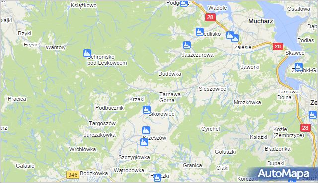 mapa Tarnawa Górna gmina Zembrzyce, Tarnawa Górna gmina Zembrzyce na mapie Targeo