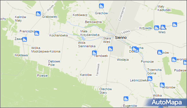 mapa Tarnówek gmina Sienno, Tarnówek gmina Sienno na mapie Targeo