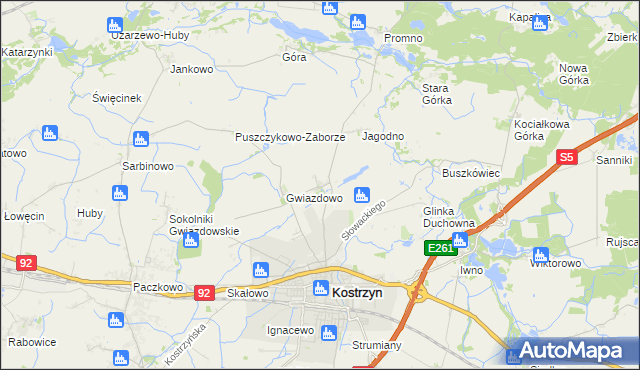 mapa Tarnowo gmina Kostrzyn, Tarnowo gmina Kostrzyn na mapie Targeo