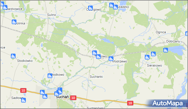 mapa Tarnowo gmina Suchań, Tarnowo gmina Suchań na mapie Targeo