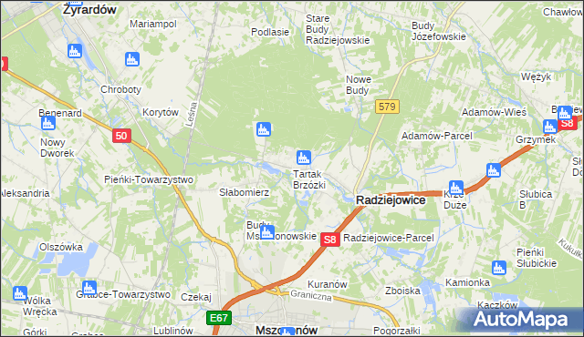 mapa Tartak Brzózki, Tartak Brzózki na mapie Targeo