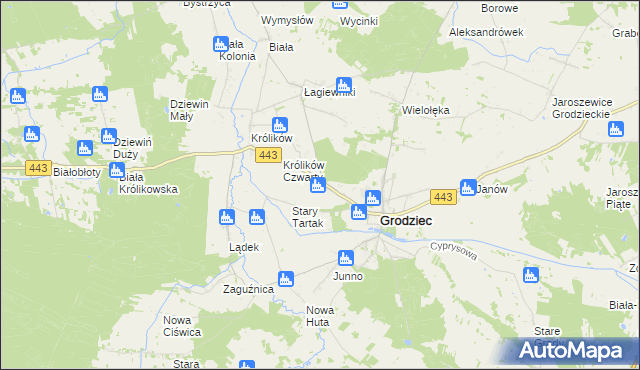 mapa Tartak gmina Grodziec, Tartak gmina Grodziec na mapie Targeo