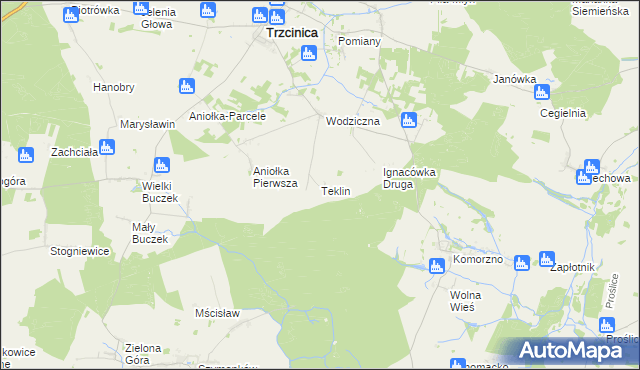 mapa Teklin gmina Trzcinica, Teklin gmina Trzcinica na mapie Targeo