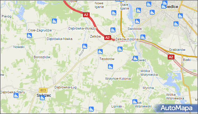 mapa Teodorów gmina Skórzec, Teodorów gmina Skórzec na mapie Targeo