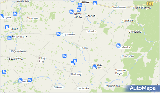 mapa Teolin gmina Janów, Teolin gmina Janów na mapie Targeo