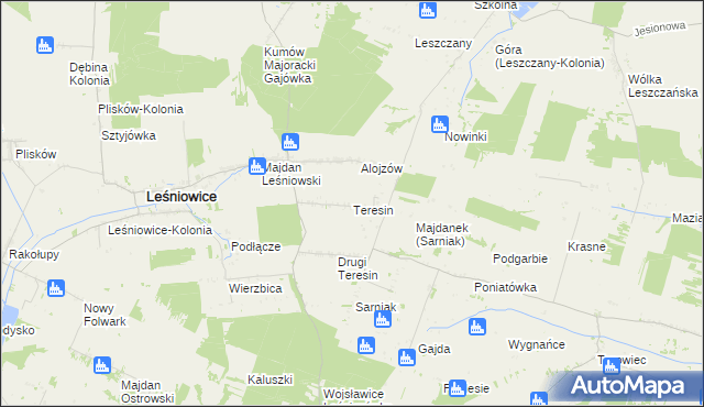 mapa Teresin gmina Leśniowice, Teresin gmina Leśniowice na mapie Targeo