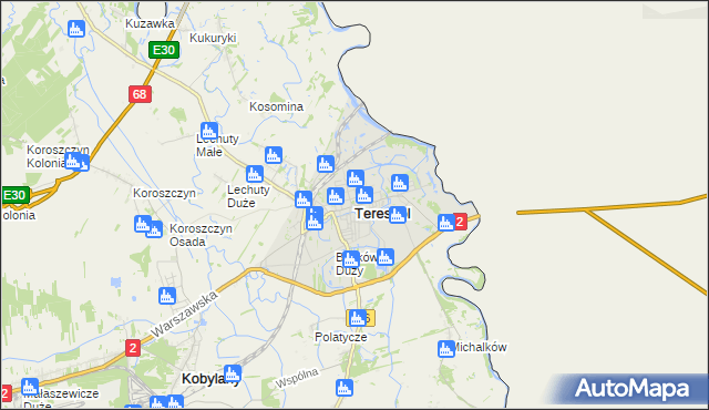 mapa Terespol powiat bialski, Terespol powiat bialski na mapie Targeo