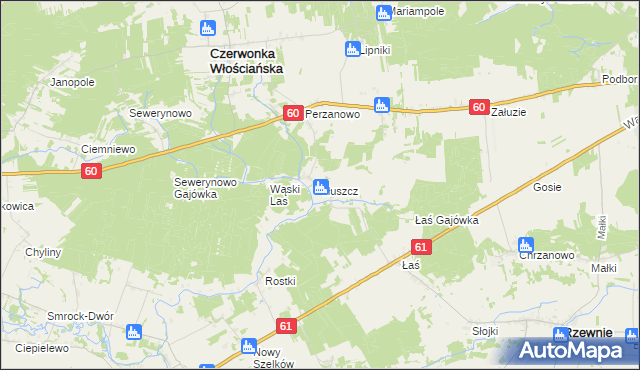 mapa Tłuszcz gmina Czerwonka, Tłuszcz gmina Czerwonka na mapie Targeo