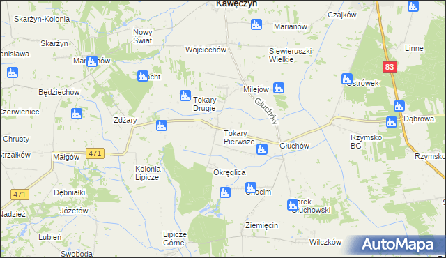 mapa Tokary Pierwsze, Tokary Pierwsze na mapie Targeo