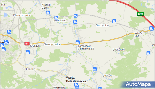 mapa Tomaszów Bolesławiecki, Tomaszów Bolesławiecki na mapie Targeo
