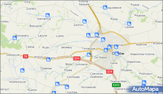 mapa Tomaszów gmina Opatów, Tomaszów gmina Opatów na mapie Targeo