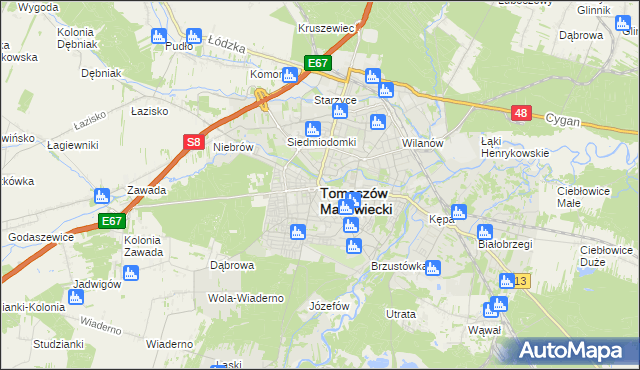 mapa Tomaszów Mazowiecki, Tomaszów Mazowiecki na mapie Targeo