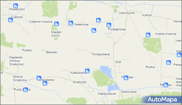 mapa Tomaszówka gmina Komarów-Osada, Tomaszówka gmina Komarów-Osada na mapie Targeo