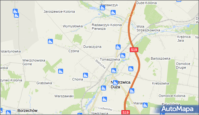 mapa Tomaszówka gmina Niedrzwica Duża, Tomaszówka gmina Niedrzwica Duża na mapie Targeo