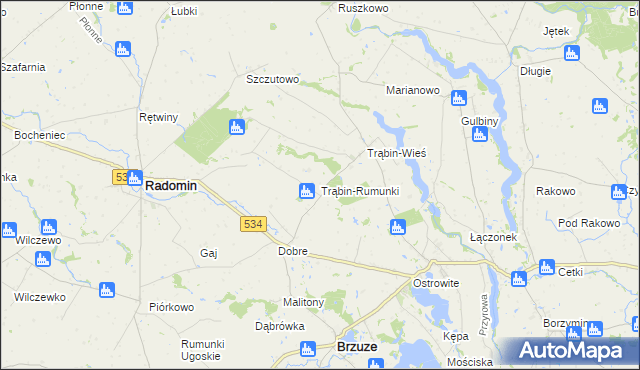 mapa Trąbin-Rumunki, Trąbin-Rumunki na mapie Targeo