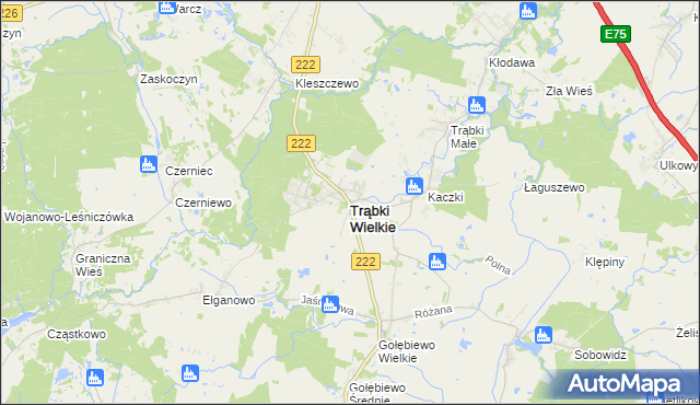 mapa Trąbki Wielkie, Trąbki Wielkie na mapie Targeo